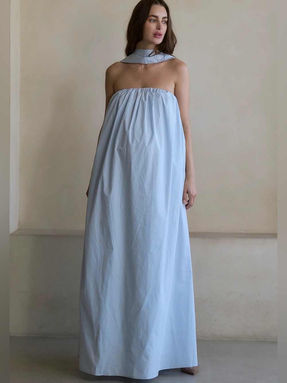 Nothing Fits But: Maternity Selene Scarf Dress | Baby Blue